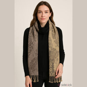 Pashmina Scarf Grey Black Tan NWT